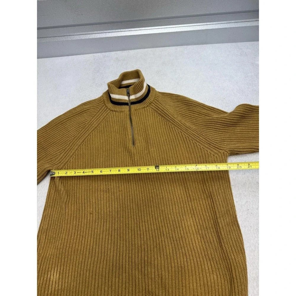 J.Crew Sweater Mens Large Brown 100% Cotton Quarter Zip Mock Neck Pullover